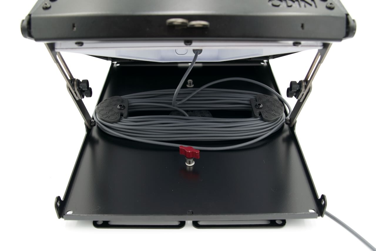 Cable manger for power cord inside the Tuff Mount. 
