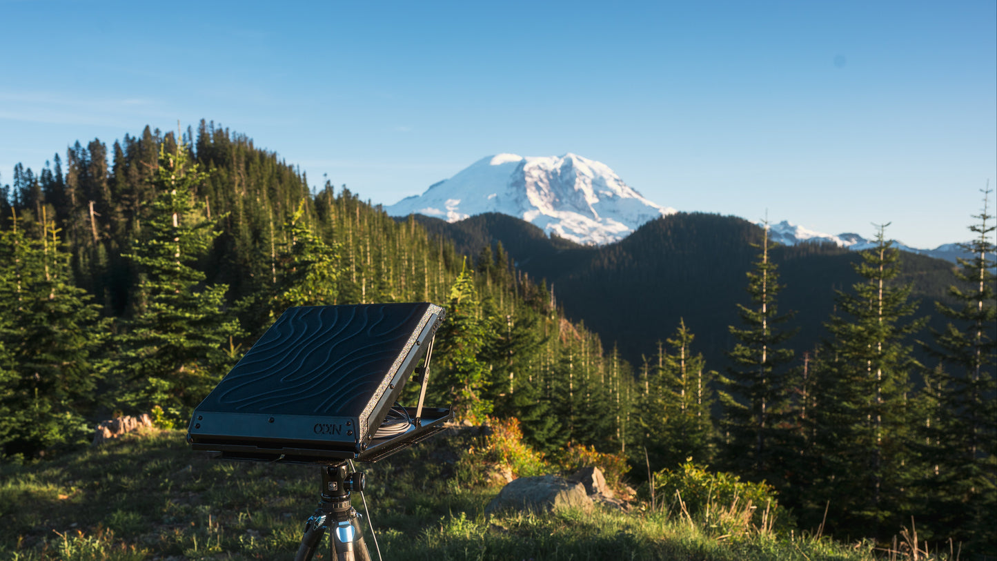 Tuff Mount for Starlink Mini on tripod in mountains